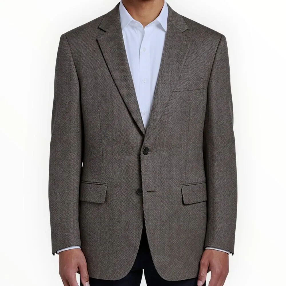 STAFFORD Classic fit Mens Blazer Sport Coat 2-Button Jacket 46R MerinoWOOL Brown